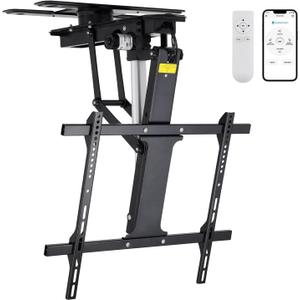 TOPSKY Electric Adjustable Flip Down Swiveling TV Mount with Remote and App Controller, Large Motorized Ceiling Mount for 32 to 75 Inch Flat and Curved Screen TVs (Black)