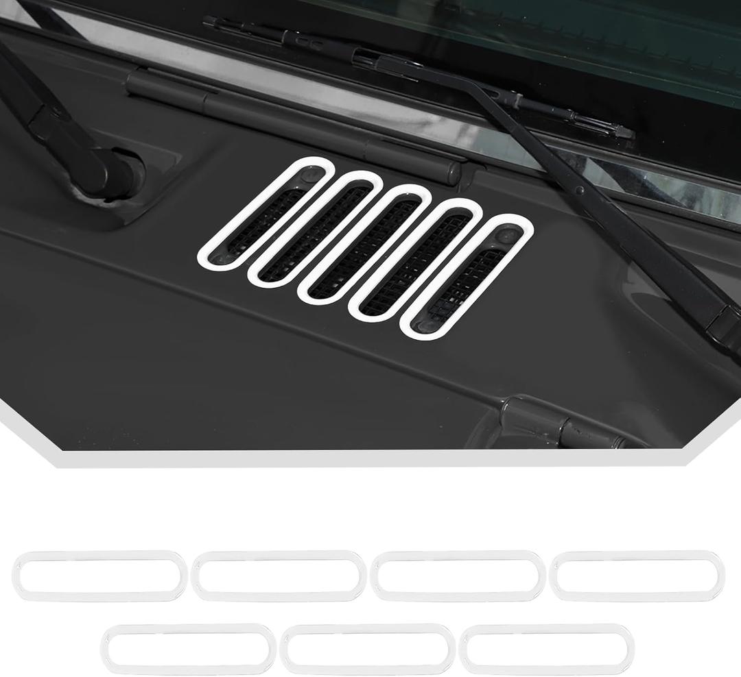 JeCar White Hood Vent Trim Covers Fit for 2007-2018 Jeep Wrangler JK JKU 2/4-Door Exterior Accessories