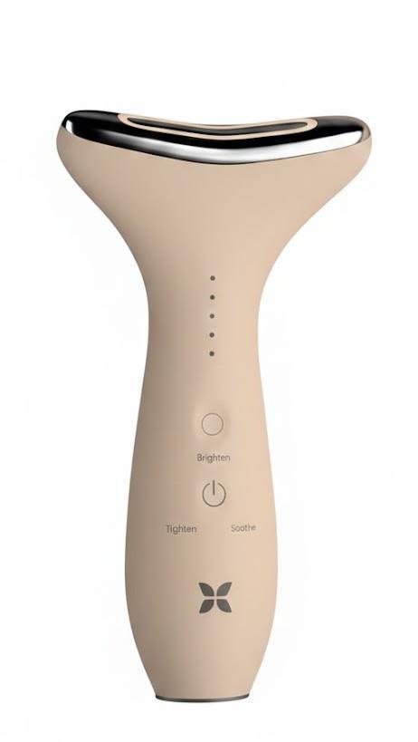 REVO Genie | 3-in-1 Face & Neck Beauty Massager with Heat, 3 Light Therapies, Smart Vibration | Red Light, Blue Light, Green Light Therapy for Smooth Glowing Skin - Beige