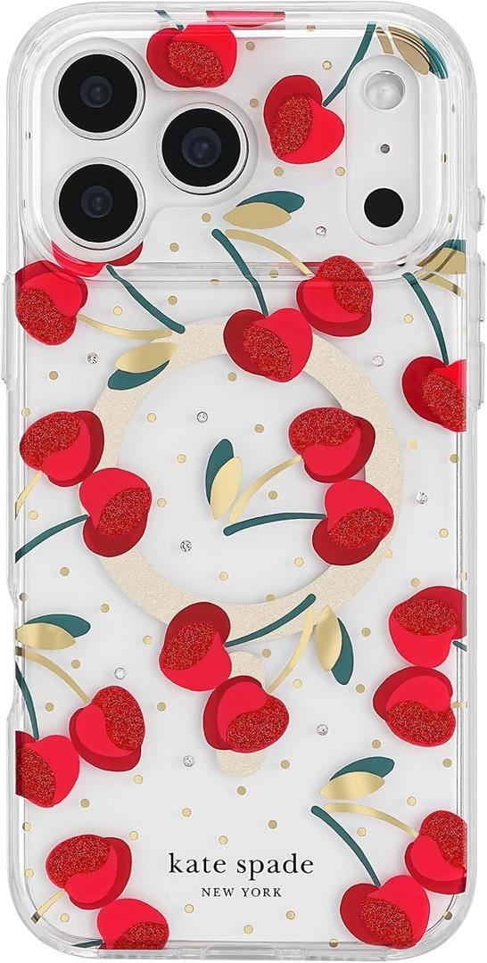kate spade new york iPhone 17 Pro Max Case - Compatible with MagSafe - Designer Phone Case - Cherry Dot Gems