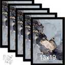 OMAIGAR 13x19 Picture Frame Set of 5, Black Poster Frames for 13 by 19 Poster Photo Canvas Certificate, High Transparent Acrylic Frame on Wall Desktop Horizontal Vertical 13 x 19