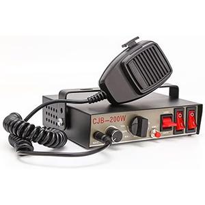 BooYu 12V 200W 9 Tones Police Emergency Warning Siren PA System [Handheld Microphone][Hands-Free][2 x 10A Switches] Capable with Any 8 Ohms/100-200 Watt Horn Speaker (Speaker Not Included)