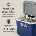 Coleman Classic Series Insulated Portable Rolling Cooler with Wheels, Leak-Resistant Outdoor Hard Cooler Keeps Ice up to 5 Days, 65-Quart. Blue
