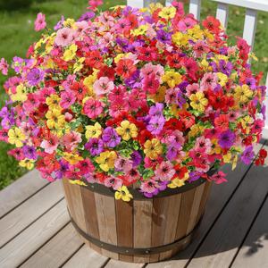 Alupssuc 24 Bundles Artificial Flowers for Outdoors Decoration, UV Resistant Silk Faux Daisy Flora Spring Fake Plastic Plants Greenery for Outside Indoor Yard Home Porch Window Box Decor, Mix 5 Colors