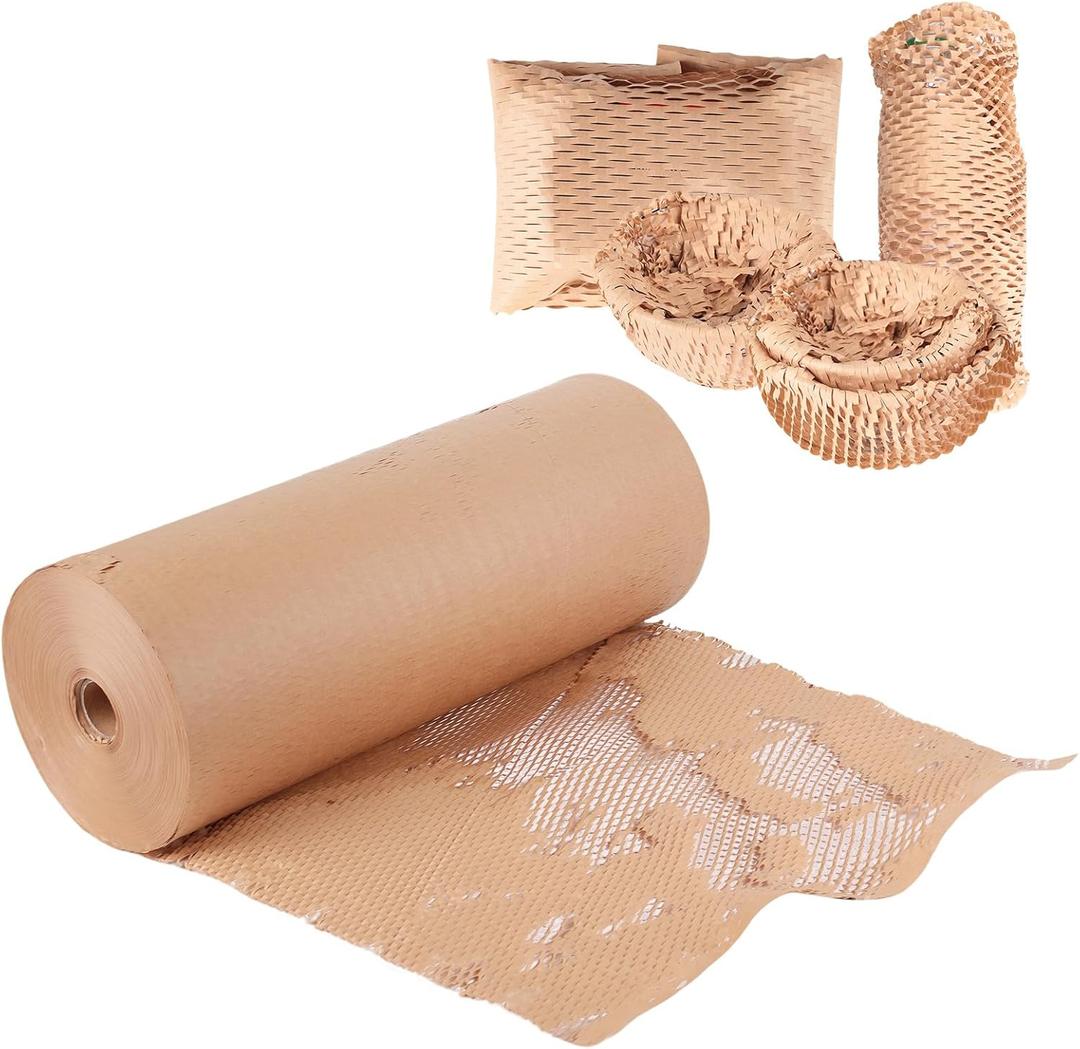 Eco-Friendly Honeycomb Packing Paper - 20" x 1500' Extra Large Roll, 100% Recyclable Kraft Material, Ideal for E-Commerce, Moving, and Small Business Shipping