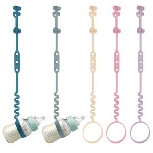Baby Bottle and Sippy Cup Straps - Adjustable Straps Attach with Strollers, High Chair, Shopping Cart - Food Grade Silicone - Dishwasher Safe (5Packs, Color 2)