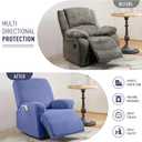 KinCam Recliner Covers, Stretch Reclining Chair Covers, Recliner Sofa Slipcovers Stripe Jacquard Recliner Couch Covers Furniture Protector Covers for Pet Kid (1 Seater, Lake Blue)