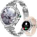 Smart Watches for Women(Answer/Make Calls) with Diamonds, 1.3 HD Bluetooth Smart Watch for Android iOS Phones, IP68 Waterproof Fitness Activity Trackers Smartwatch with Heart Rate/SpO2/Sleep Monitor