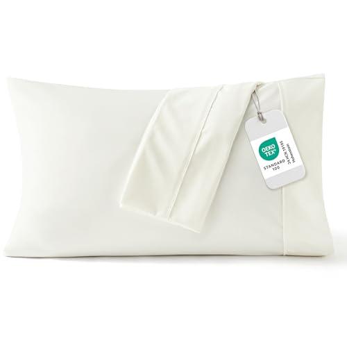 Bedsure Queen Pillow Cases Set of 2 - Ivory Brushed Microfiber Pillowcase 2 Pack, Super Soft Pillowcase, Cream Pillow Case Covers with Envelope Closure for Kids, Wrinkle, Fade Resistant, 20x30 Inches