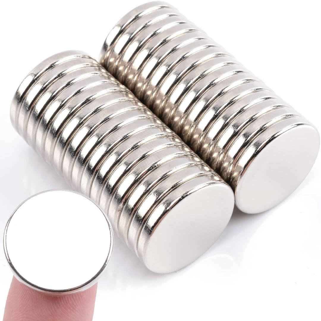 MIN CI 30 Pcs Super Strong Rare Earth Magnets, 20 x 3 mm Decorative Round Silver Neodymium Fridge Magnets, Multifunctional for Crafts, Whiteboard, Locker
