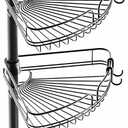 Zenna Home Tension Pole Shower Caddy, Adjustable Corner Shower Storage System with 4 Baskets and Built in Towel Bar, Bathroom Organization Solution, 60 to 97 Inch, Matte Black