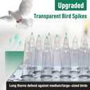 Touri Upgraded 24 Pack Bird Spikes, Covers 34 Feet(10.36m), Clear PVC Bird Deterrent Spikes Strips, Restrict Birds from Standing and Nesting, Keep Birds, Cats, Pigeons, and Other Animals Away