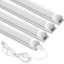 Reisener 4 Pack 4FT LED Shop Light, 36W 4500 Lumens Super Bright, 5000K Daylight, V-Shape Integrated T8 LED Tube Light, Linkable (Up to 6) Plug and Play Utility Garage Lights For Workshop Workbench