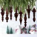 Namalu 8 Pcs Christmas Ball Drop Ornaments 4 Inch Wooden Simple Elegant Shatterproof Finial Christmas Decoration for Xmas Trees Drop Hanging Ornaments Wreaths Garland Mantel Shelf Decor (Brown)