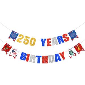 250 Anniversary Usa Banner, 250 Anniversary Usa Merchandise for Party Decorations, 4th of July Decorations, American 250th Independence Day Decorations for Memorial Day