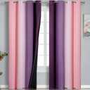 Estelar Textiler Pink and Purple Ombre Blackout Curtains 90 Inches Long 2 Panels Set, Thermal Insulated Gradient Drapes for Bedroom, Full Room Darkening Energy Saving Curtains for Living Room, 52"W x 90"L (Pack of 2), Pink and Purple