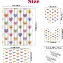 MEHOFOND 4pcs Valentines Shower Curtain Set Colorful Conversation Hearts Shower Curtain Sets for Valentine Heart Candy Bathroom Decor Curtains with Non-Slip Rugs Toilet Lid Cover and Bath Mat