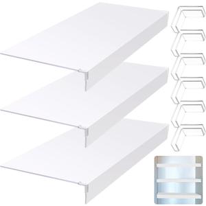 Hoolerry 3 Pcs 33 x 16 Inch Foamed PVC Wire Rack Covers for Removable Closet Decoration(Not Wood) Don't Bear Too Much Weight Pantry Shelves Covers for Bathroom Kitchen Shelving(White)