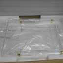 Clear Acrylic Folding Side Table with Handle Small Lucite End Table for Living Room, Bedroom, Coffee, Snacks, Modern X Leg, 19x13x23 High inches, 1-Tier-B