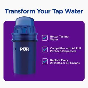 PUR Water Pitcher & Dispenser Replacement Filter 3-Pack, Genuine PUR Filter, 2-in-1 Powerful Filtration and Faster Filtration, 8-Month Value, Blue (PPF900Z4)