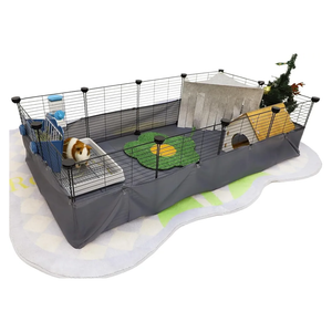 CHEGRON Portable Guinea Pig Cages with Liner & C&C Grids Rabbit Cages Small Animal Cage PVC Bottom Small Animal Playpen for Rabbit Bunny Hedgehog Chinchilla 12PCS Metal Grids 48"x24"x12"