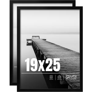 LaVie Home 19x25 Picture Frame 2 pack, Display Pictures 19 x 25 Puzzle Frame, 19x25 Black Photo Frame with HD Plexiglass, Display Frame for Vertical or Horizontal, Classic Collection