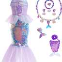 Little Girls Princess Mermaid Costume for Girls Dress Up with Accessory for Christmas Birthday Party Supplies, Size 120