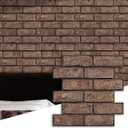 Commomy 3D Faux Brick Wall Panels Peel and Stick - 10 pcs 11.8x 11.8Small Size PVC Brick Backsplash Wall Tiles Brown Brick Wallpaper for Kitchen,Bedroom,Bathroom,Living Room,Fireplace,RV