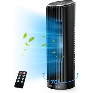 Abolee Tower Fan for Bedroom, 23ft/s Desk Fan with Remote, 70 Oscillating Desk Fan, 4 Speeds, 4 Modes,12Timer, 13'' Bladeless Portable Fan for Bedroom Office Home Black