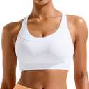 RUNNING GIRL Sports Bra for Women, Molded Cup High Impact Sports Bras for Women with Sewn in Pads (White, XXL)