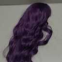 MapofBeauty 28 Inch/70 cm Long Wavy Middle Part with No Bangs Synthetic Fiber Curly Fashion Women Party Cosplay Wig (Dark Purple