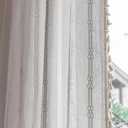 Amidoudou 1 Panel Cotton Linen Boho Curtain with Tassel Living Room Bedroom Farmohouse Hollow Curtain (White)