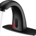 Touchless Bathroom Sink Faucets, Automatic Motion Sensor Sink Faucet with Hole Cover Deck Plate, Commercial Sink Faucet for Bathroom (Black)