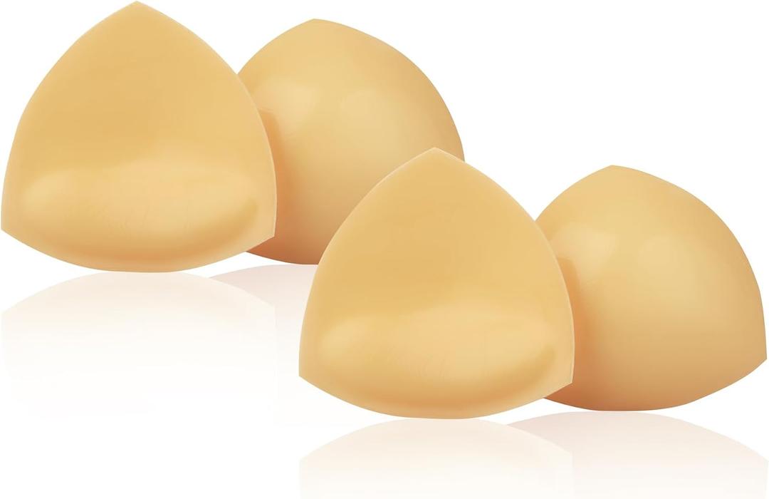 Lolaura Double Sided Sticky Bra Inserts - Push Up Bra Pads, Invisible Lift Enhancers for Swimsuits, Bikini & Backless Dresses (Beige, M)
