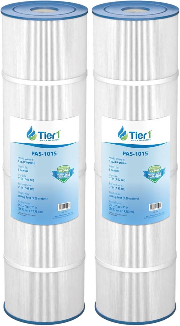 Tier1 Replacement for Hayward C4000 Pool Filter Cartridge  2 Pack | Compatible with Unicel C-7487, Pleatco PA100N, Filbur FC-1270 | 25-1/2" x 7" | Trilobal Fabric | Washable Pool Cartridge