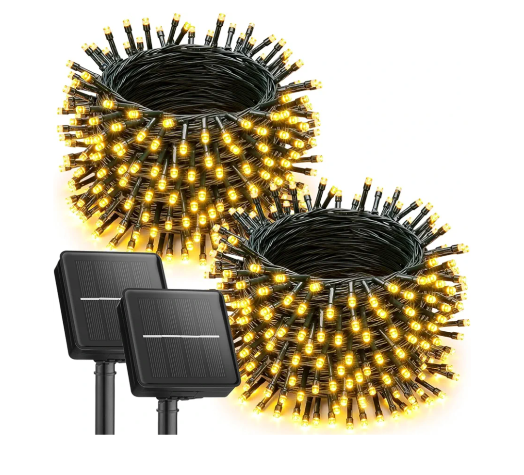 2 Pack Solar String Lights Outdoor Waterproof,  Solar Lights Outdoor with 8 Modes, Outdoor Light Solar Powered for Patio Yard Tree Garden Party Decorations, Warm White