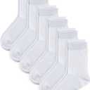 COTTON DAY Unisex Little Kids Youth Boys Girls Soft Cotton Crew Dress Socks Seamless Toe Black White Gray Navy 6 Pack (Medium)