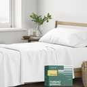 THREAD SPREAD 100% Organic Cotton Sheets Twin Size - 3 PC Organic Cotton Twin Size Percale Weave Sheet Set, Soft, Cooling, Crisp & Breathable, 16" Deep Pocket Bedding Set for Dorm Room - White