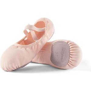 Dance Women's Ballet Shoes Stretch Canvas Dance Slippers Split Sole for Girls/Adult (8, Pink)