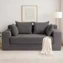 Convertible Sofa Bed, 3 in 1 Loveseat Folding Couch Bed Foldable - Boneless Couch & Floor Futon Sleeper, Corduroy Pull Out Sofa Bed with 4 Pillows for Living Room, Grey