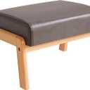 IBUYKE 10.2 H Small Foot Stool Ottoman, Rectangle PU Faux Leather Foot Rest with Padded Seat and Wood Legs, Modern Accent Ottoman Foot Rest for Living Room Bedroom Couch Office, Grey WBD013G