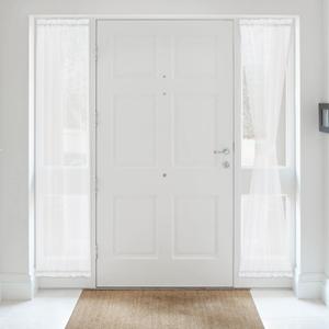 NICETOWN 2 Panels Sheer Front Door Curtains for Small Window,Dual Rod Pocket Light Filtering Curtains for Sliding Glass Door with Tieback for Kitchen Bathroom, 20" W x 72" L, White
