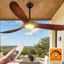 Haipeel 52 Inch Outdoor Ceiling Fans with Lights, Dimmable Solid Wood Ceiling Fan with Light and Remote Control Modern 3 Blades Propeller Ceiling Fans DC Motor for Patios Indoor Bedroom, Dark Walnut