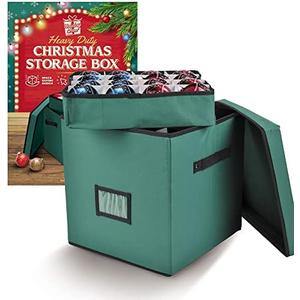 Holiday Cheer Premium Christmas Ornament Storage with 4 Tray – Christmas Storage Container with Dividers Perfect for Holiday Decorations– Fits 64 Holiday Ornaments – Tear-Proof Fabric