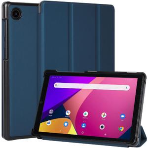 DMLuna Slim Tri-Fold Stand Hard Back Shell Premium PU Leather Cover for TCL Tab 8 SE, 8 Plus & 8 2024, Navy Blue