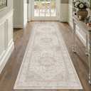 Beige Runner Rug 2x8 Washable Vintage Long Carpet for Hallway Kitchen Soft Retro Low Pile Thin Indoor Runner Non Slip Oriental Medallion Throw Rug for Bathroom Bedroom Laundry Dining Room