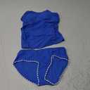 TyeSmo Girls Swimsuit Solid Color Tankini Contrast Trim Swimwear 2 Piece Bathing Suit Padded Swimsuits for Teens 13-14Y, Blue 