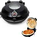 CULINARY CHEF Electric Pizza Oven with Ceramic Stone, Viewing Window, Adjustable Heat Control, Timer and 1200W Baking Power, DIY Homemade Pizzeria, Large 12 Pie Capacity (Black)