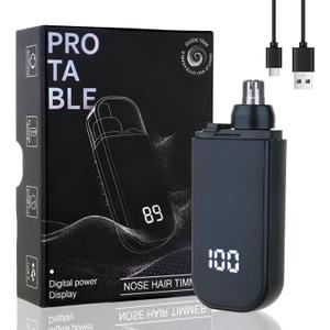 Portable Nose and Ear Trimmer Clipper for Men Women,2026 Professional LED Dsiplay Nose Hair Trimmer with Powerful Motor and Dual-Edge Blades for Smoother Cutting Mini Travel Size (Black)