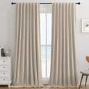 Joydeco Light Beige 100% Blackout Curtains 96 Inch 2 Panels, Luxury Thermal Light Beige Velvet Curtains for Bedroom Living Room, Soundproof Blackout Window Drapes, Rod Pocket & Back Tab (52W x 96L)